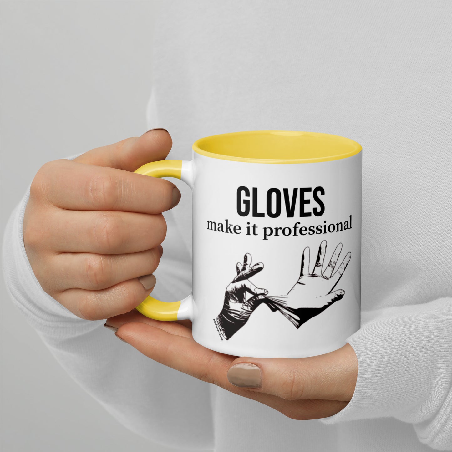Gloves make it professional Mug with Color Inside