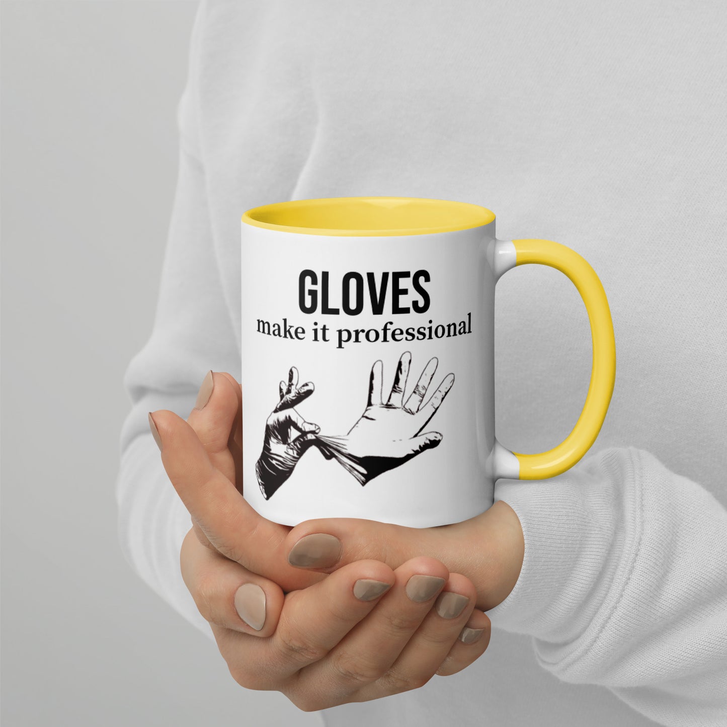 Gloves make it professional Mug with Color Inside